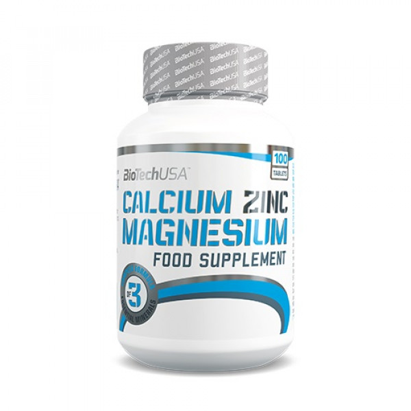 Calcium Zinc Magnesium 100 tabletek - Biotech USA